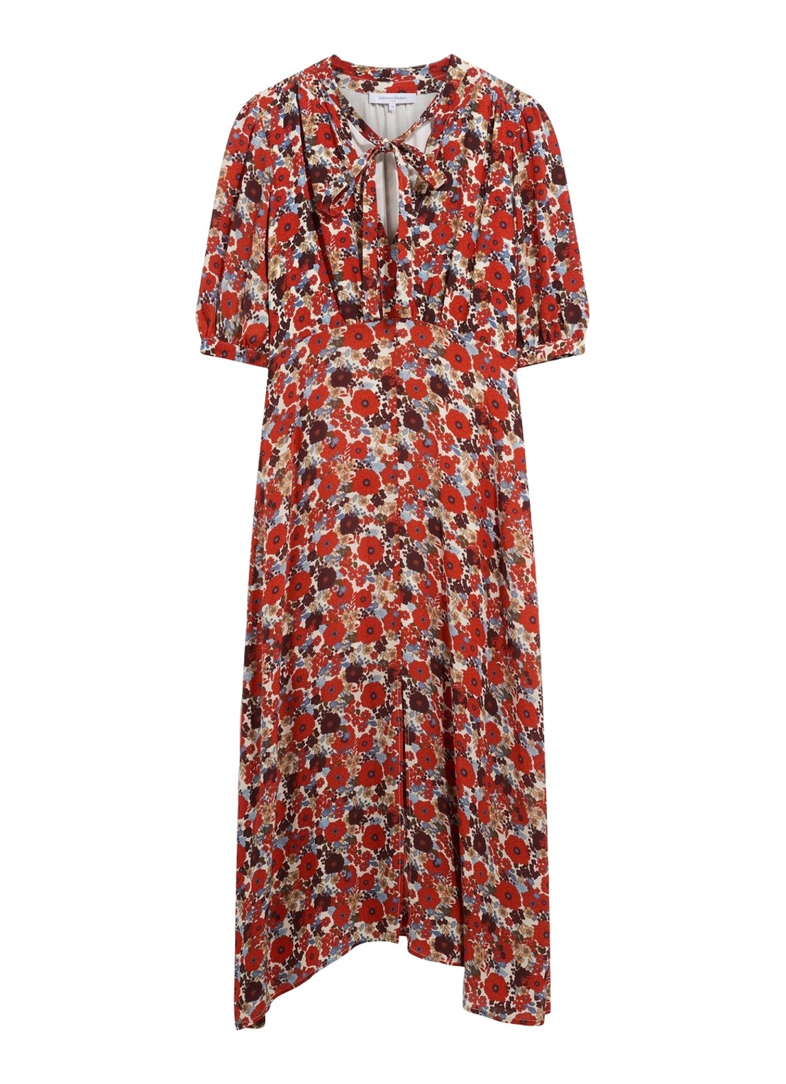 Gerard Darel Coco midi jurk met bloemenprint - voorkant creme