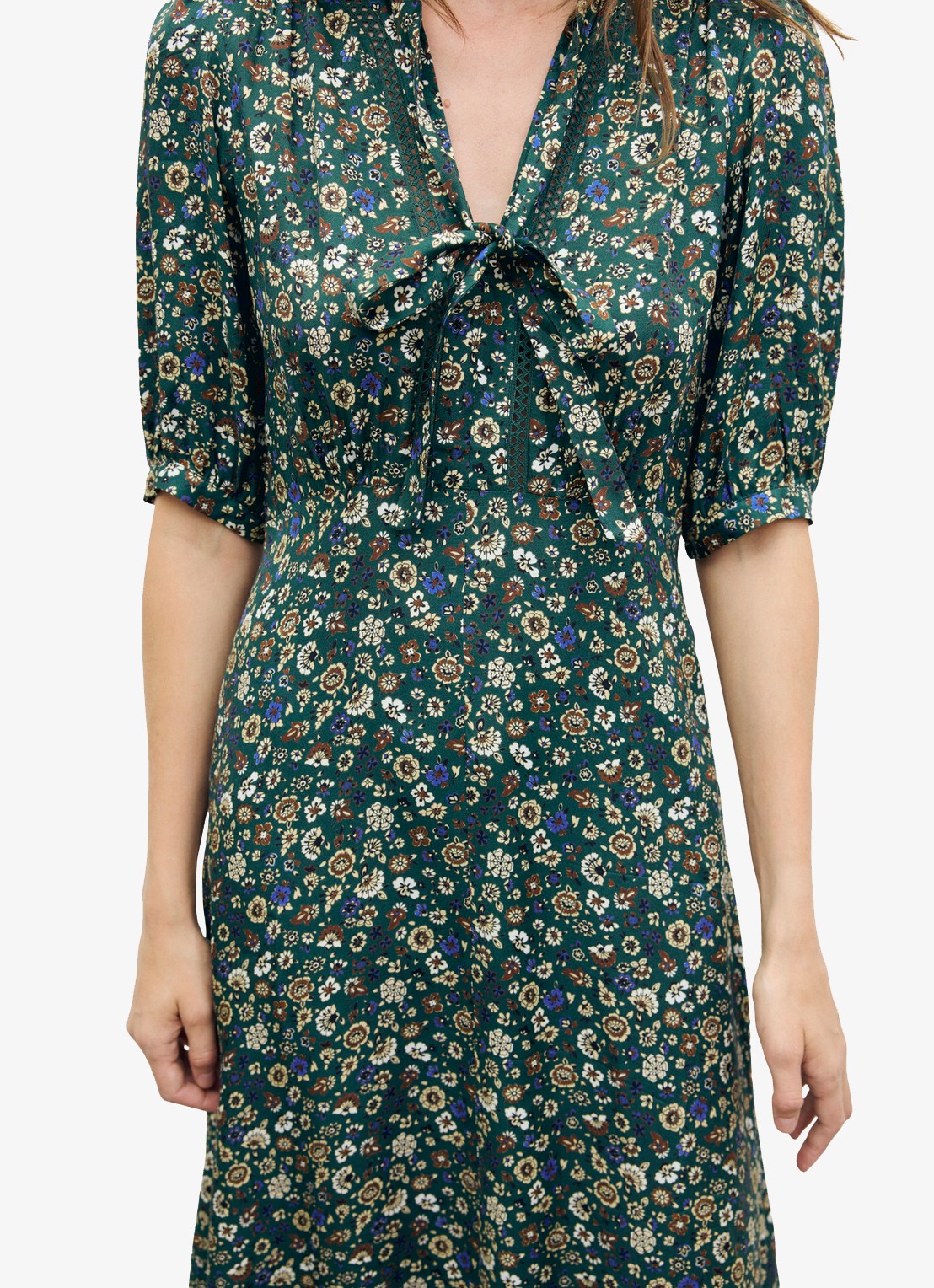 Gerard Darel Colet midi jurk met bloemenprint - detail 2 groen