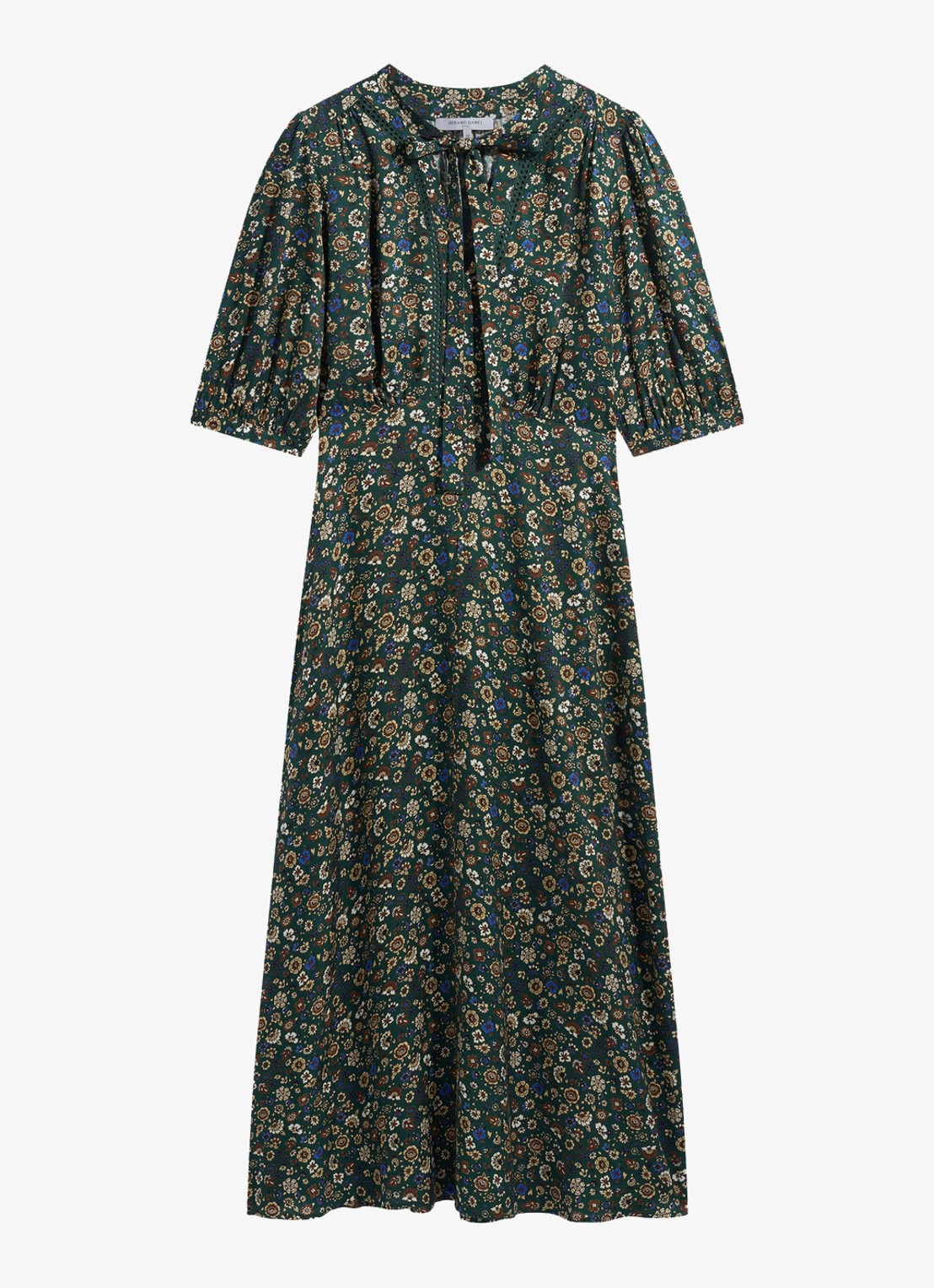 Gerard Darel Colet midi jurk met bloemenprint - voorkant 3 groen