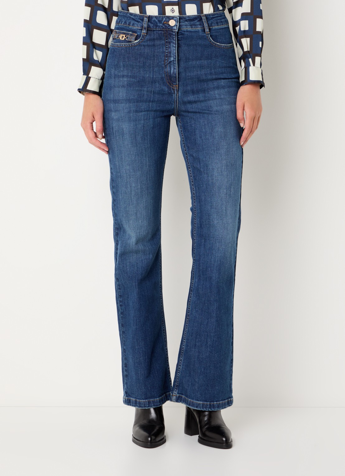 Gerard Darel Corine high waist flared jeans met donkere wassing - detail 3 indigo
