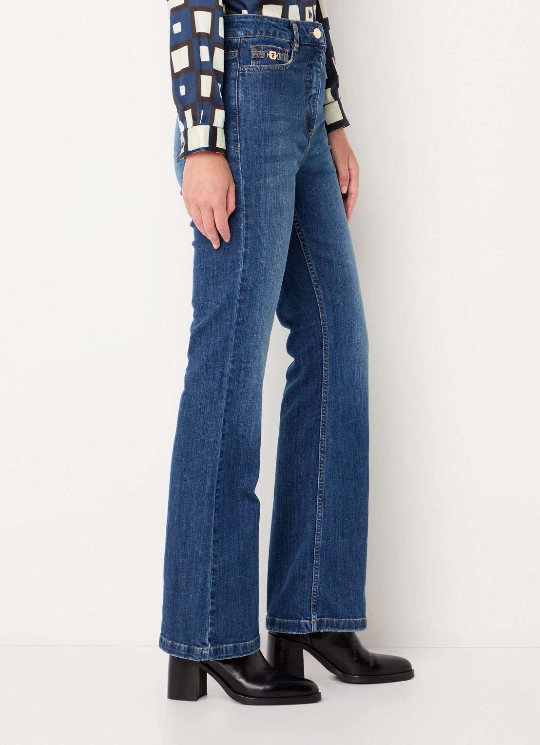 Gerard Darel Corine high waist flared jeans met donkere wassing - detail 4 indigo