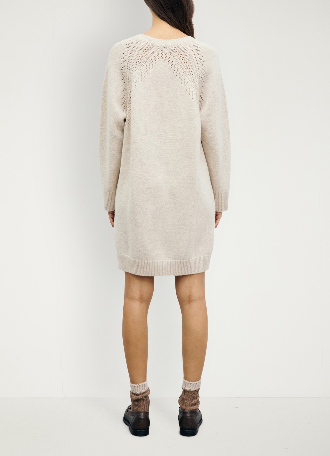 Gerard Darel Coset mini gebreide jurk van wol - achterkant 5 gebroken wit