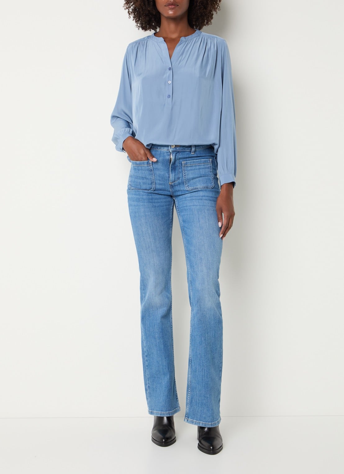 Gerard Darel Cyndie tuniek met ballonmouw - voorkant 3 blauw