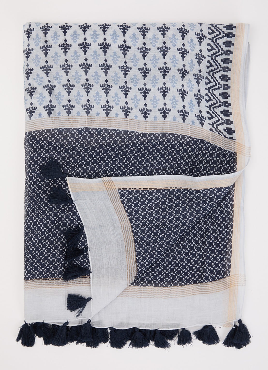 Gerard Darel Dalma sjaal in zijdeblend 70 x 180 cm  - voorkant blauw