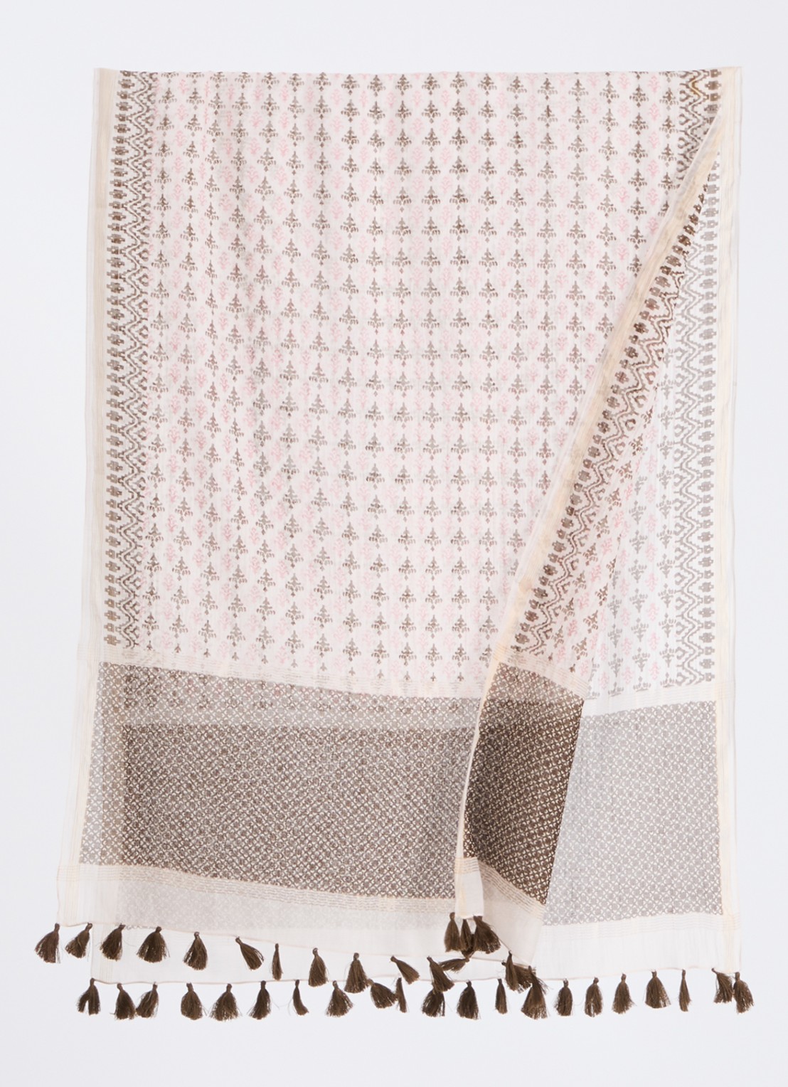 Gerard Darel Dalma sjaal in zijdeblend 70 x 180 cm  - detail 2 bruin