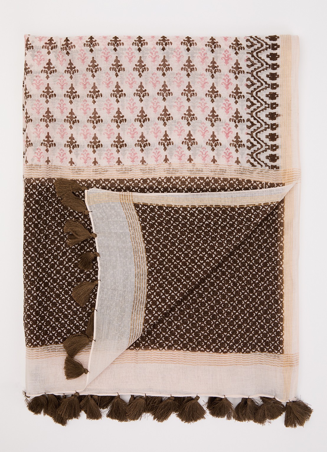 Gerard Darel Dalma sjaal in zijdeblend 70 x 180 cm  - voorkant bruin