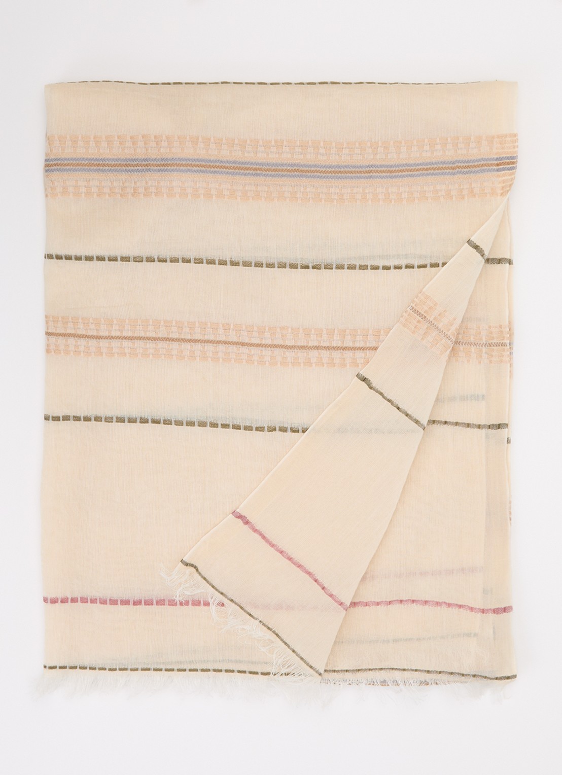 Gerard Darel Dana sjaal met streepprint 180 x 70 cm - voorkant 3 beige