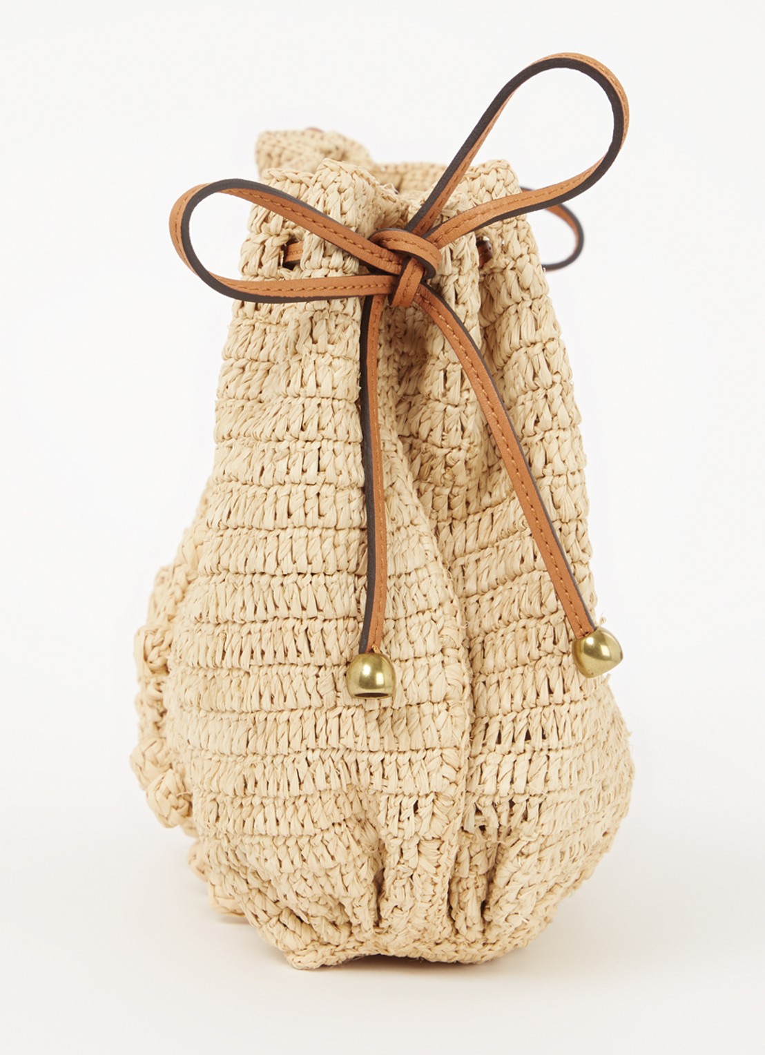 Gerard Darel Dany crossbodytas van raffia met leren details - detail 4 camel