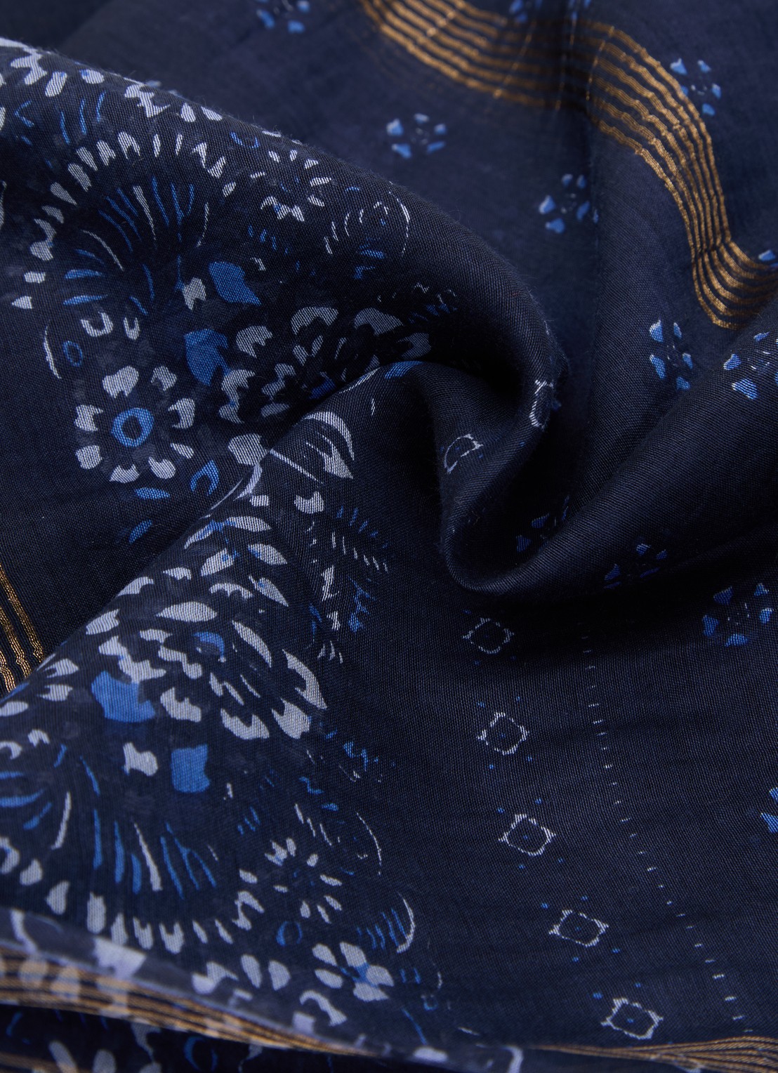 Gerard Darel Daphne sjaal in zijdeblend 70 x 180 cm  - detail 2 donkerblauw