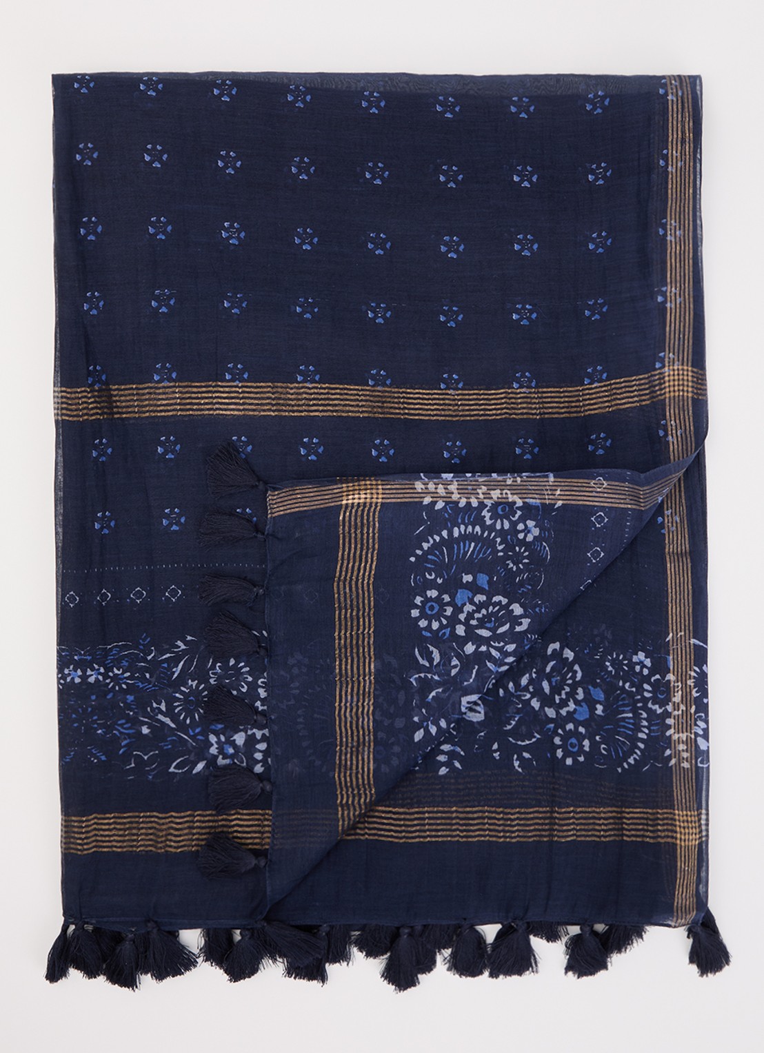 Gerard Darel Daphne sjaal in zijdeblend 70 x 180 cm  - voorkant 3 donkerblauw