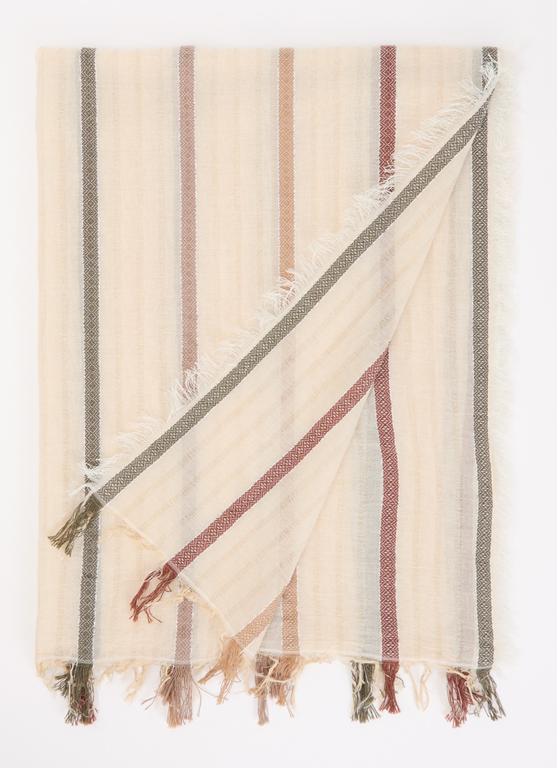 Gerard Darel Dinaia sjaal met streepprint 180 x 70 cm - voorkant 3 zand