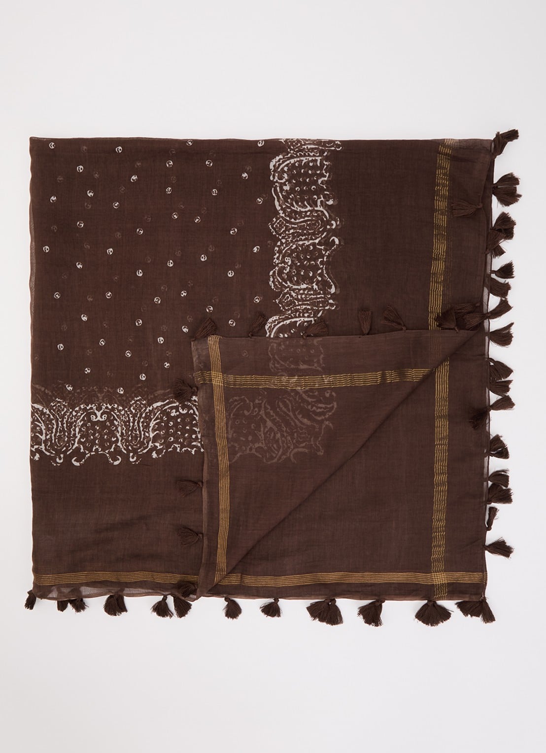 Gerard Darel Donia sjaal in zijdeblend 70 x 180 cm  - voorkant 3 kastanjebruin