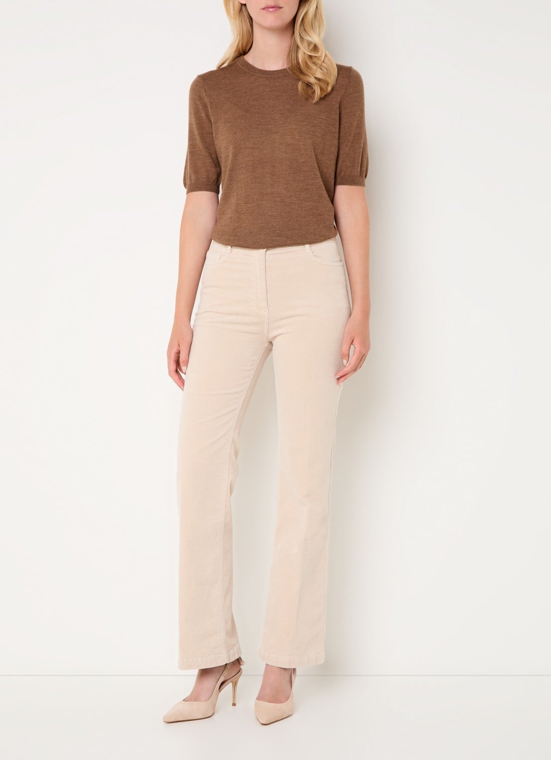 Gerard Darel Elsa fijngebreide top van merino wol - voorkant 3 camel
