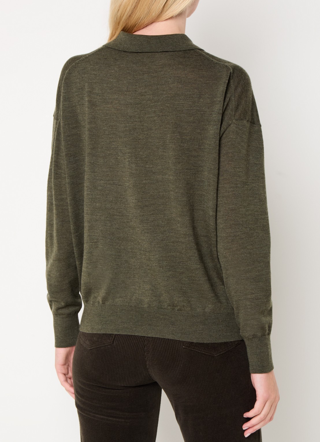 Gerard Darel Emeline fijngebreide pullover van merino wol - achterkant bronsgroen