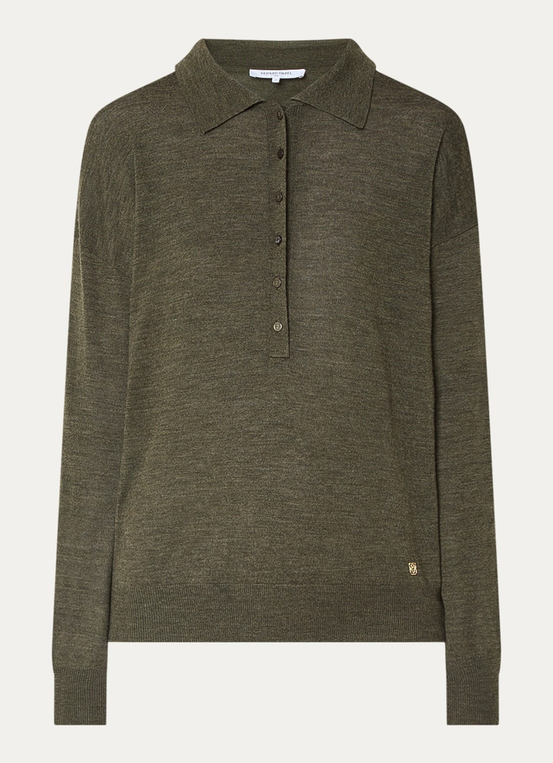 Gerard Darel Emeline fijngebreide pullover van merino wol - voorkant 3 bronsgroen