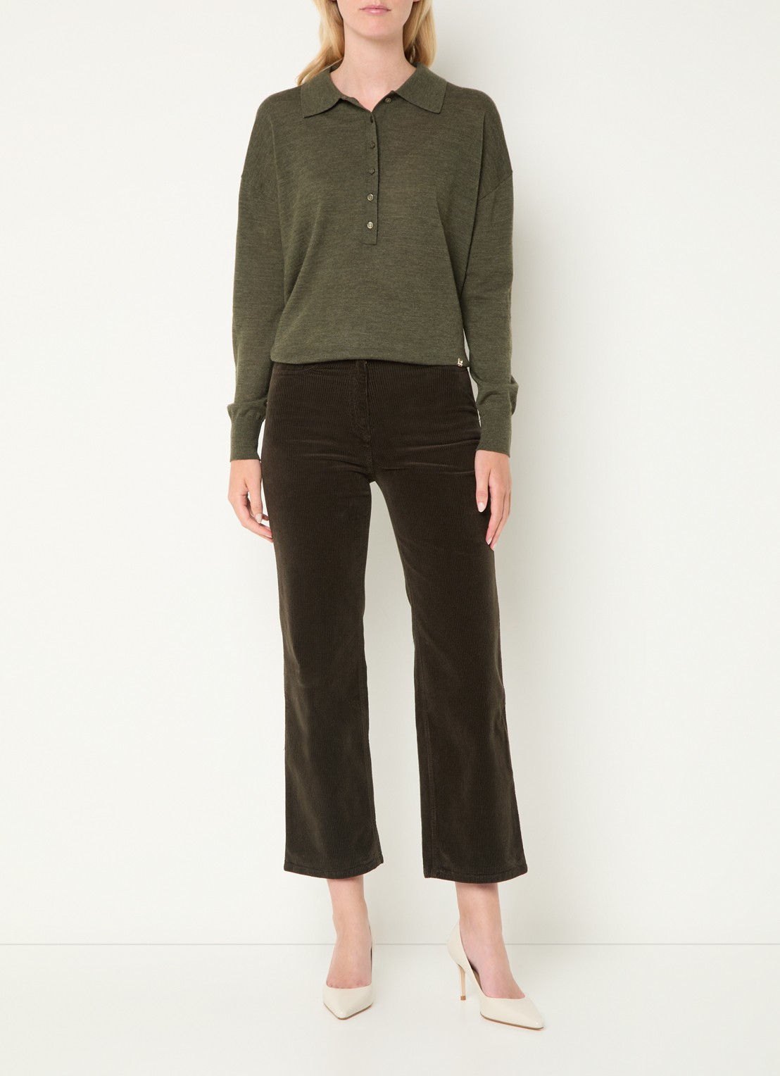 Gerard Darel Emeline fijngebreide pullover van merino wol - voorkant 4 bronsgroen