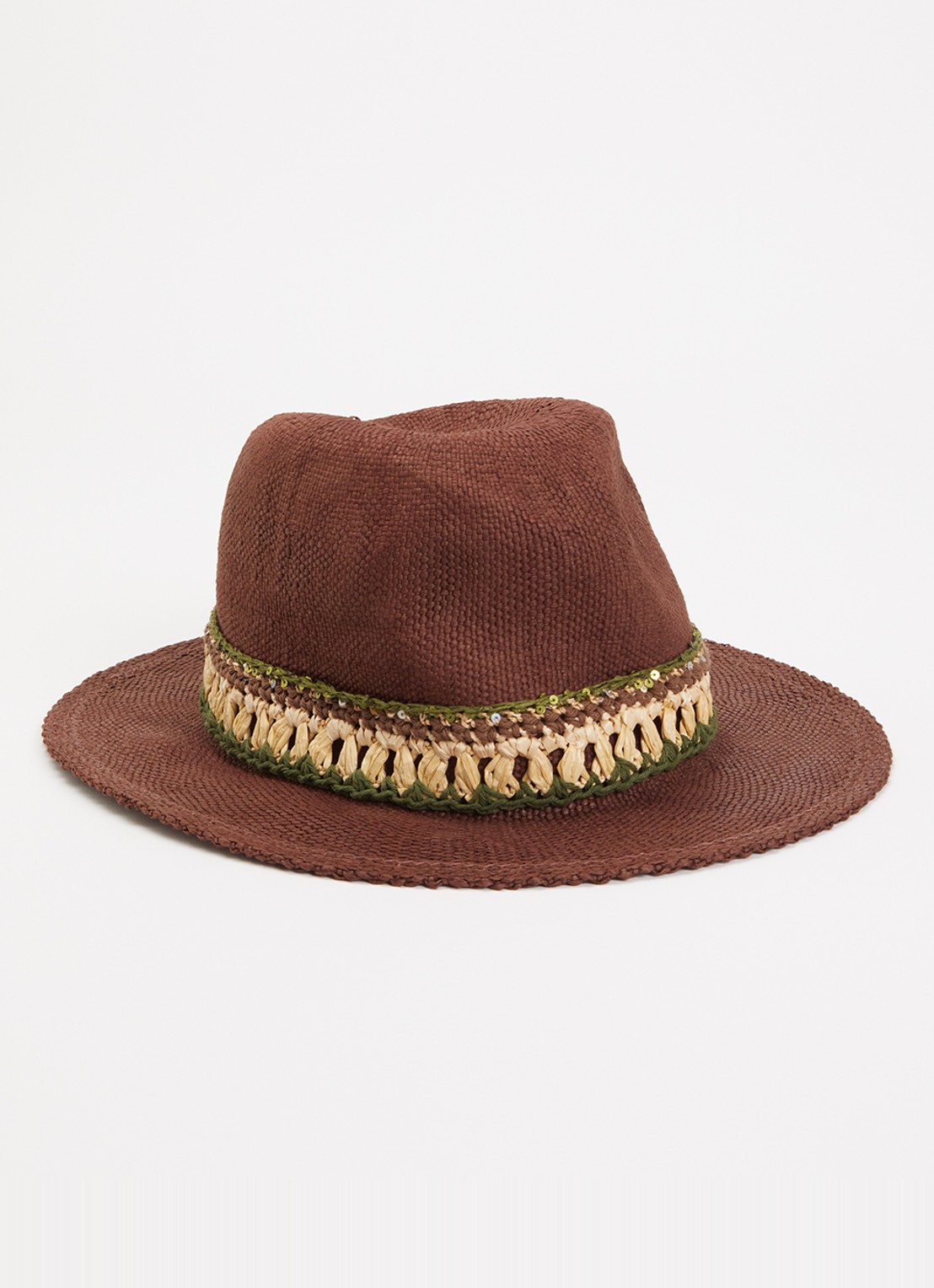 Gerard Darel Emilie hoed van stro - voorkant 2 chocoladebruin