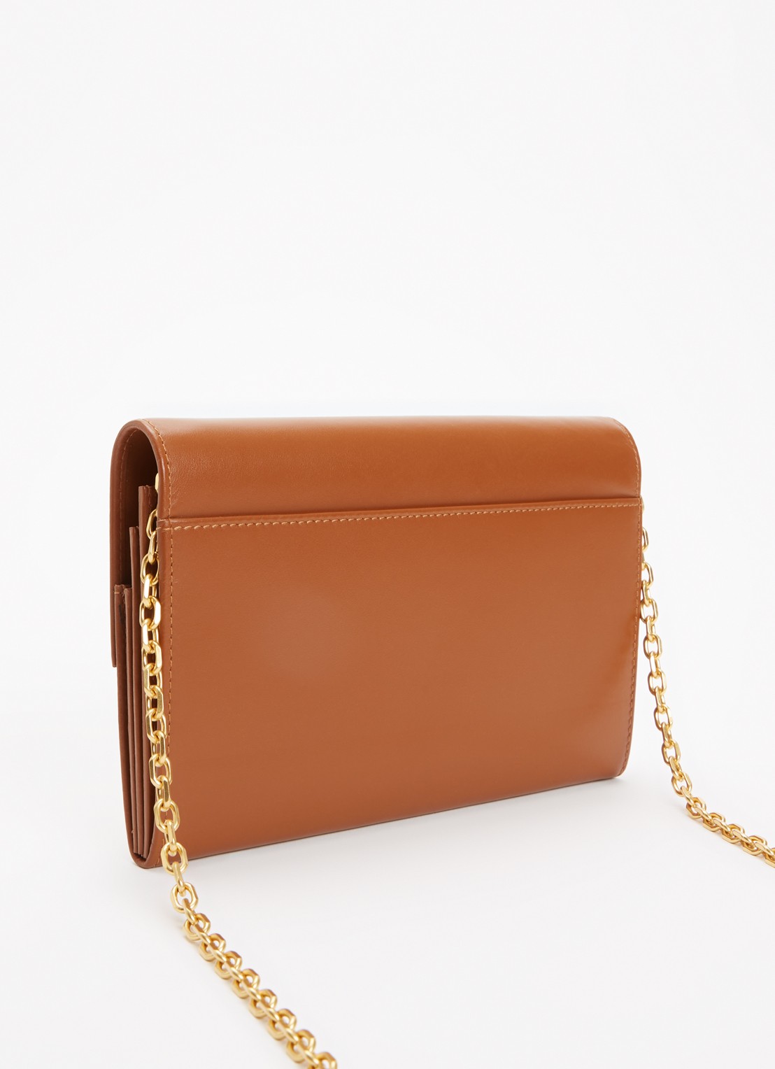Gerard Darel Enveloppe clutch van leer met afneembare schouderriem - achterkant 3 cognac