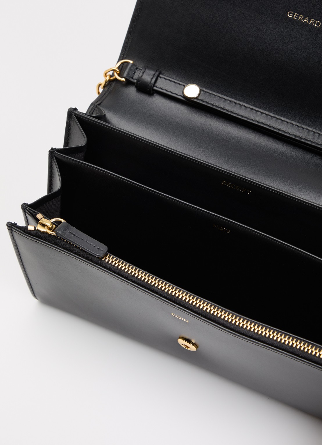 Gerard Darel Enveloppe clutch van leer met afneembare schouderriem - detail 2 zwart
