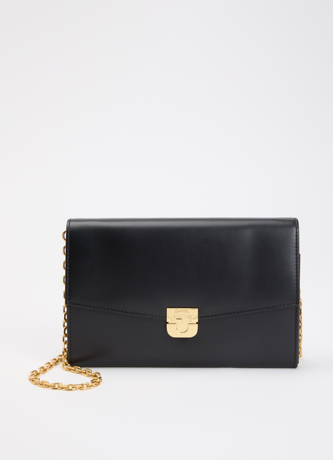Gerard Darel Enveloppe clutch van leer met afneembare schouderriem - voorkant 5 zwart
