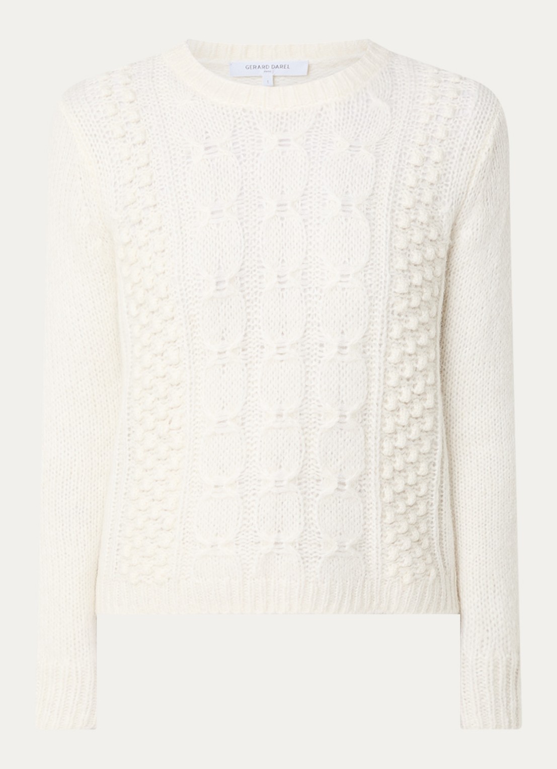 Gerard Darel Esperanze grofgebreide pullover in alpaca wolblend - voorkant 2 gebroken wit