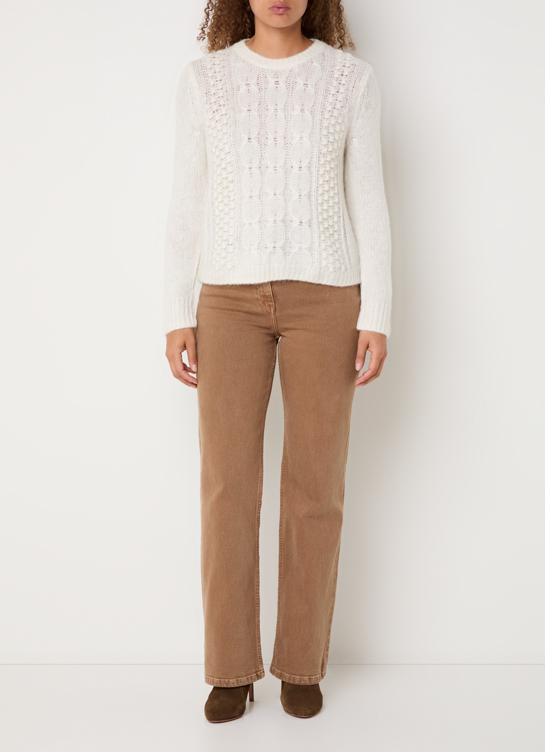 Gerard Darel Esperanze grofgebreide pullover in alpaca wolblend - voorkant 3 gebroken wit