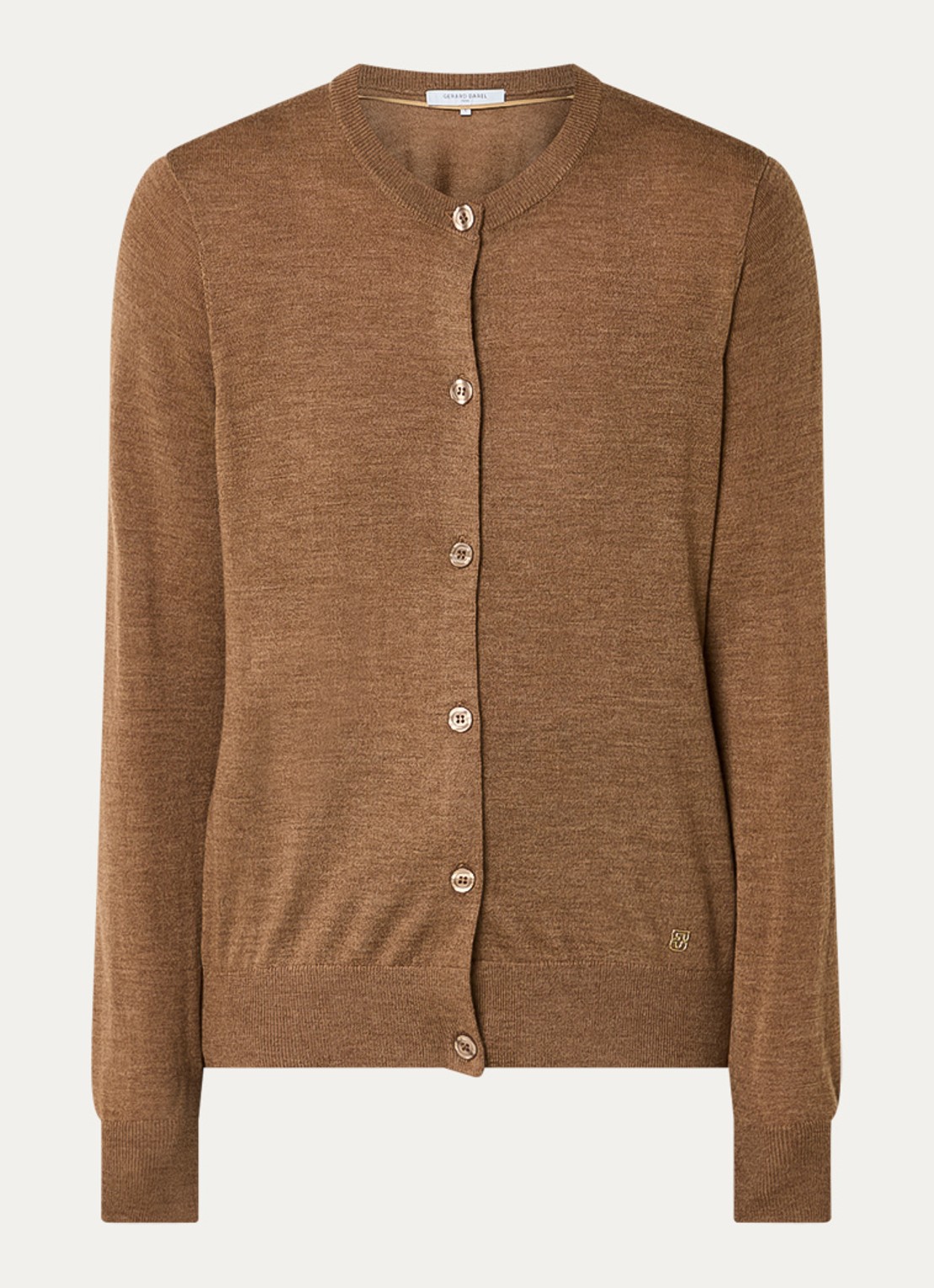 Gerard Darel Estelle fijngebreid vest van wol - voorkant camel