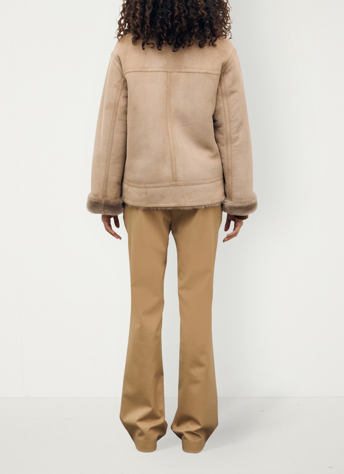 Gerard Darel Fia lammy coat van leer - achterkant naturel