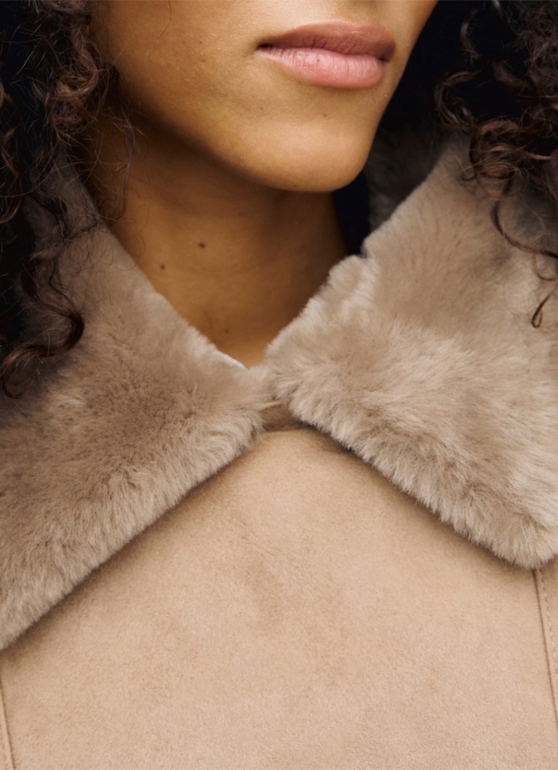 Gerard Darel Fia lammy coat van leer - detail 5 naturel