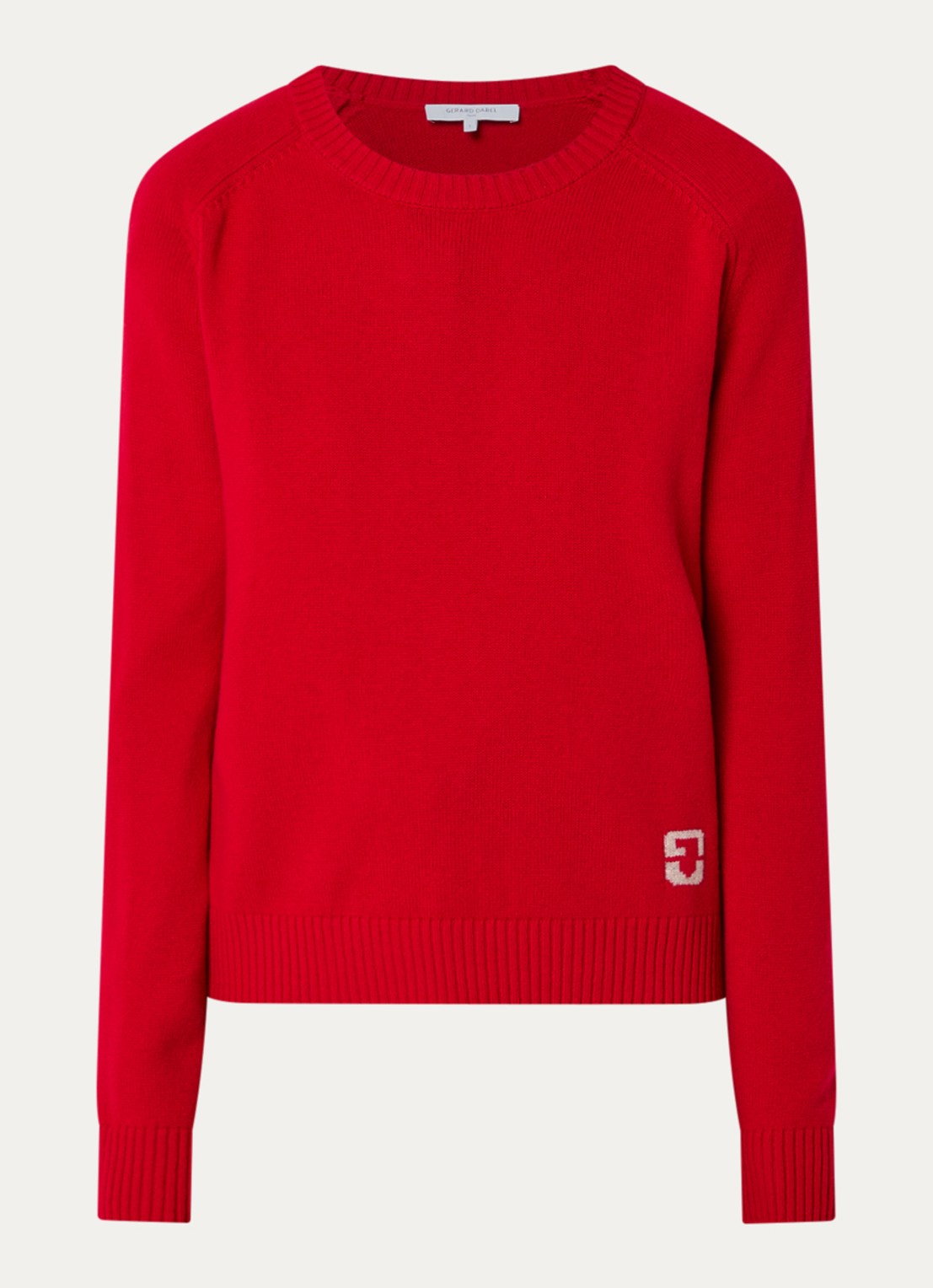 Gerard Darel Fijngebreide pullover van wol met logo - voorkant 2 rood