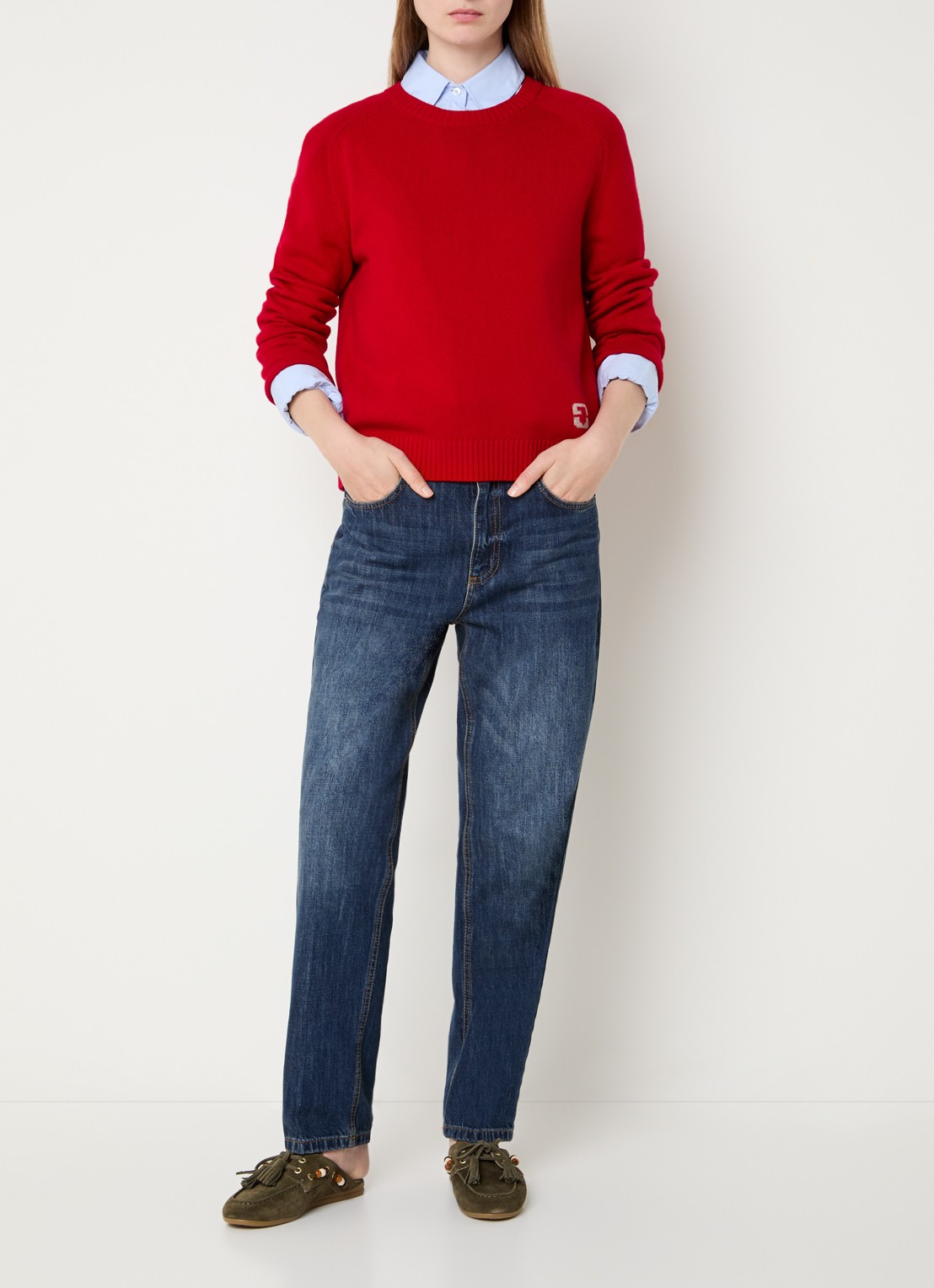 Gerard Darel Fijngebreide pullover van wol met logo - voorkant 3 rood