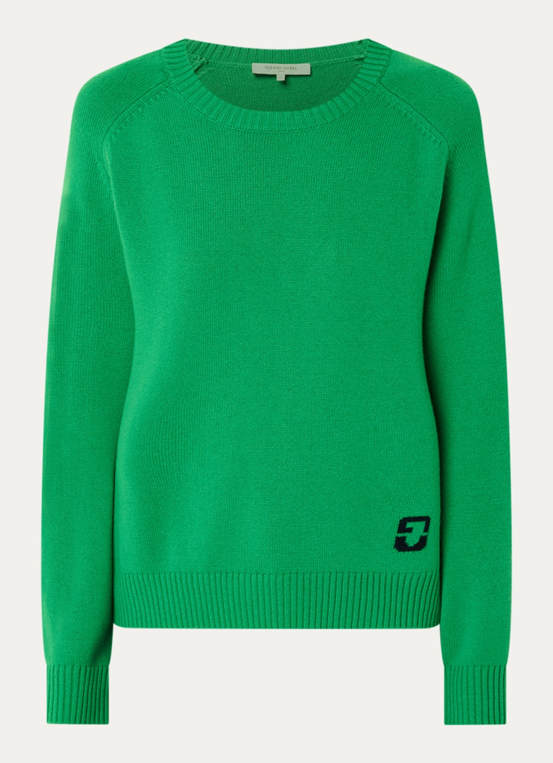 Gerard Darel Fijngebreide pullover van wol met logo - voorkant 2 groen