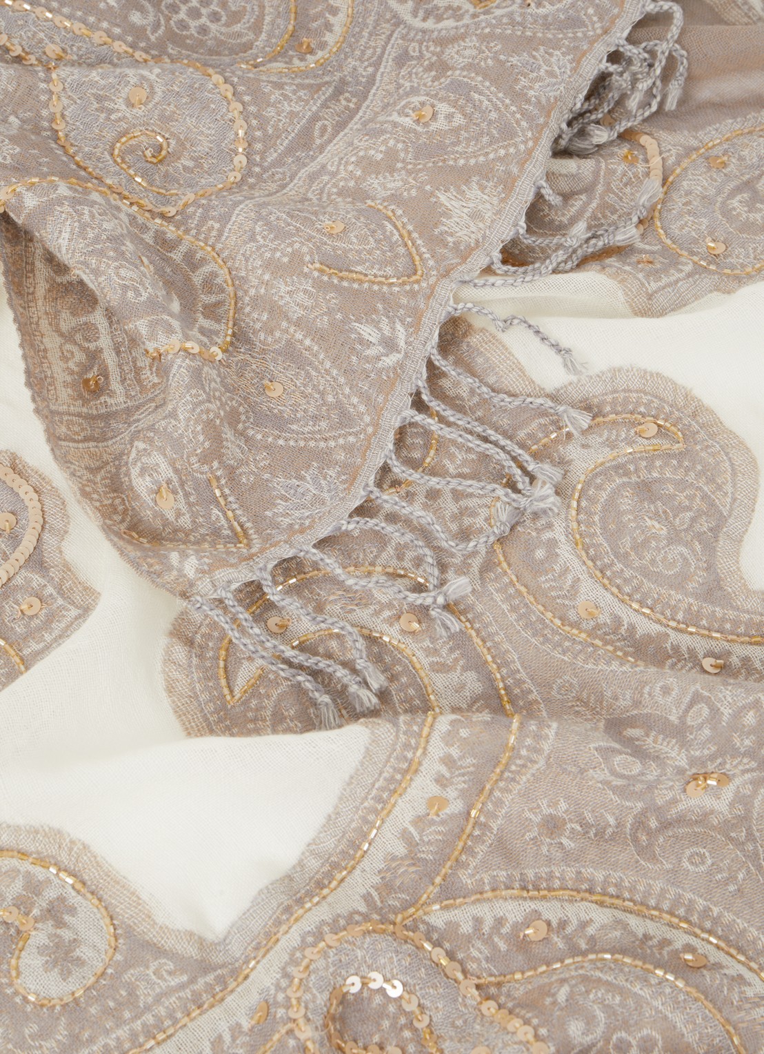 Gerard Darel Genevia sjaal van wol met pailletten 180 x 70 cm - detail grijs