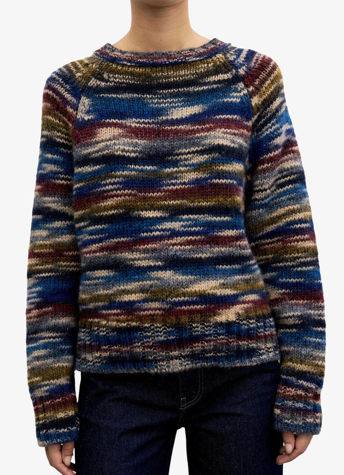 Gerard Darel Grofgebreide trui met ronde hals - detail multicolor