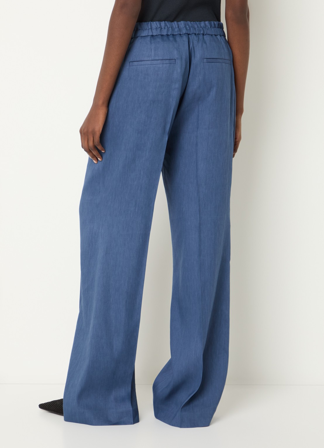 Gerard Darel High waist loose fit pantalon in linnenblend met steekzakken - achterkant 2 staalblauw