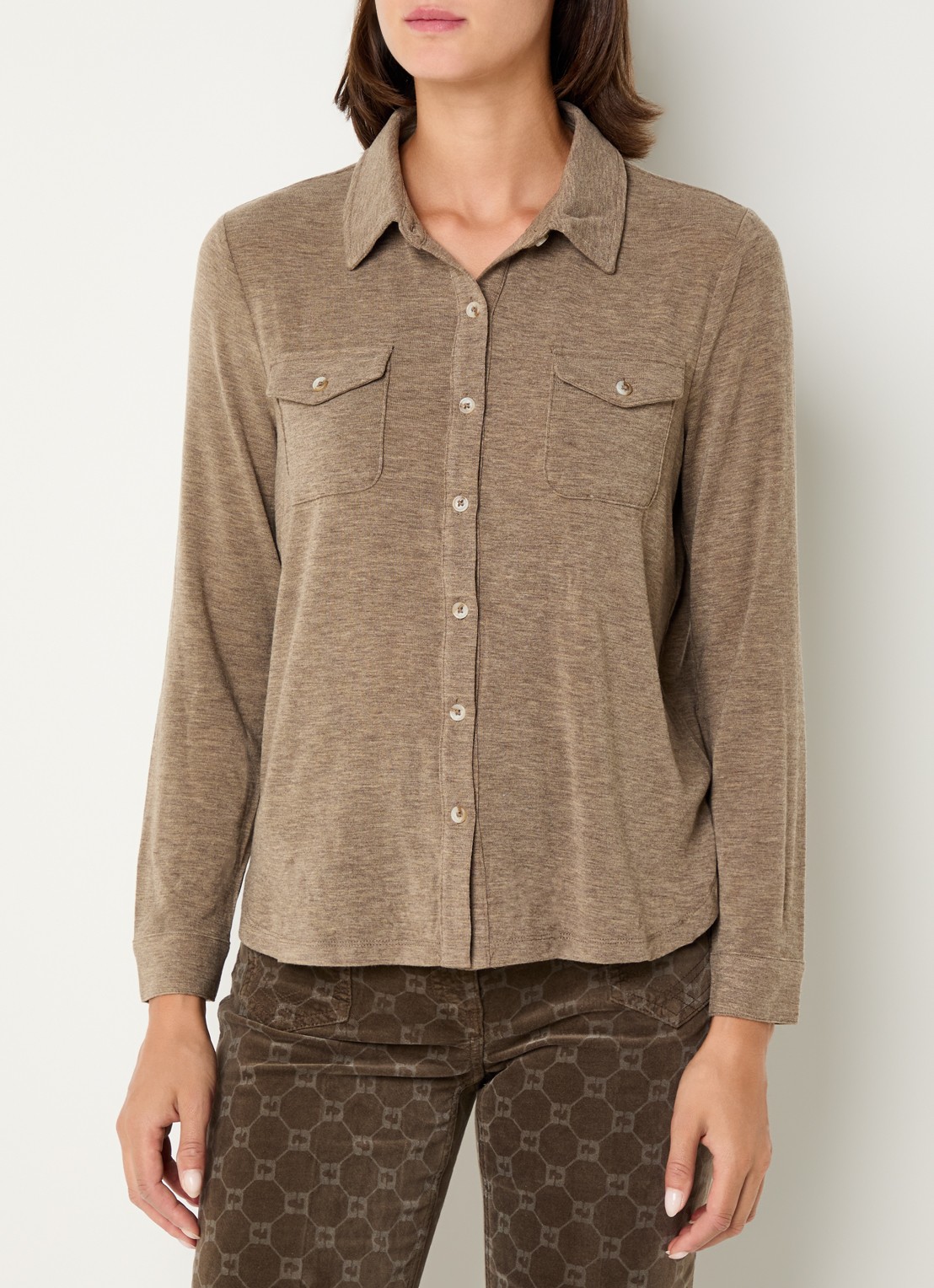 Gerard Darel Honorine blouse met borstzakken  - detail 3 lichtbruin