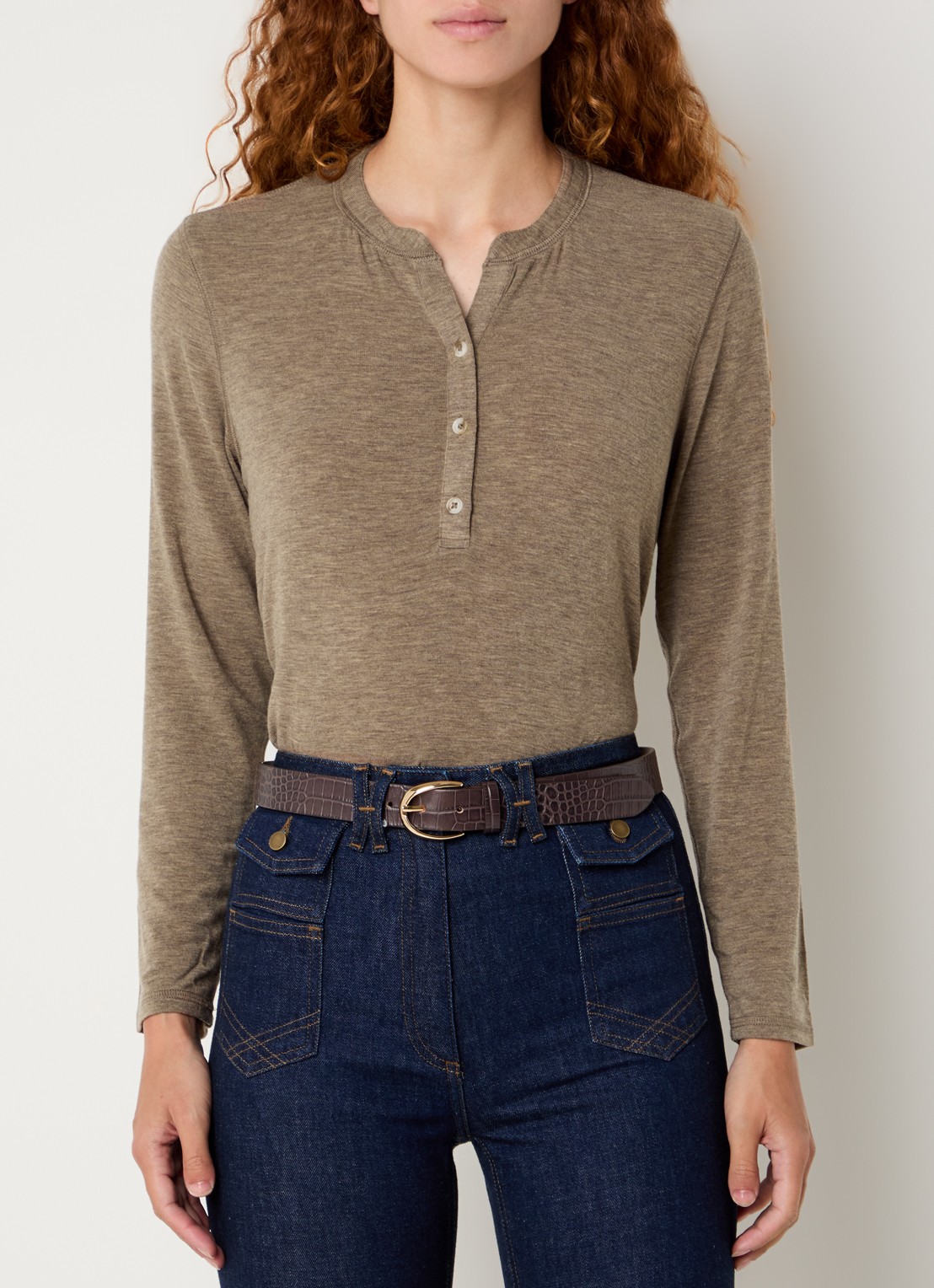 Gerard Darel Hugue longsleeve met gemêleerd dessin - detail lichtbruin