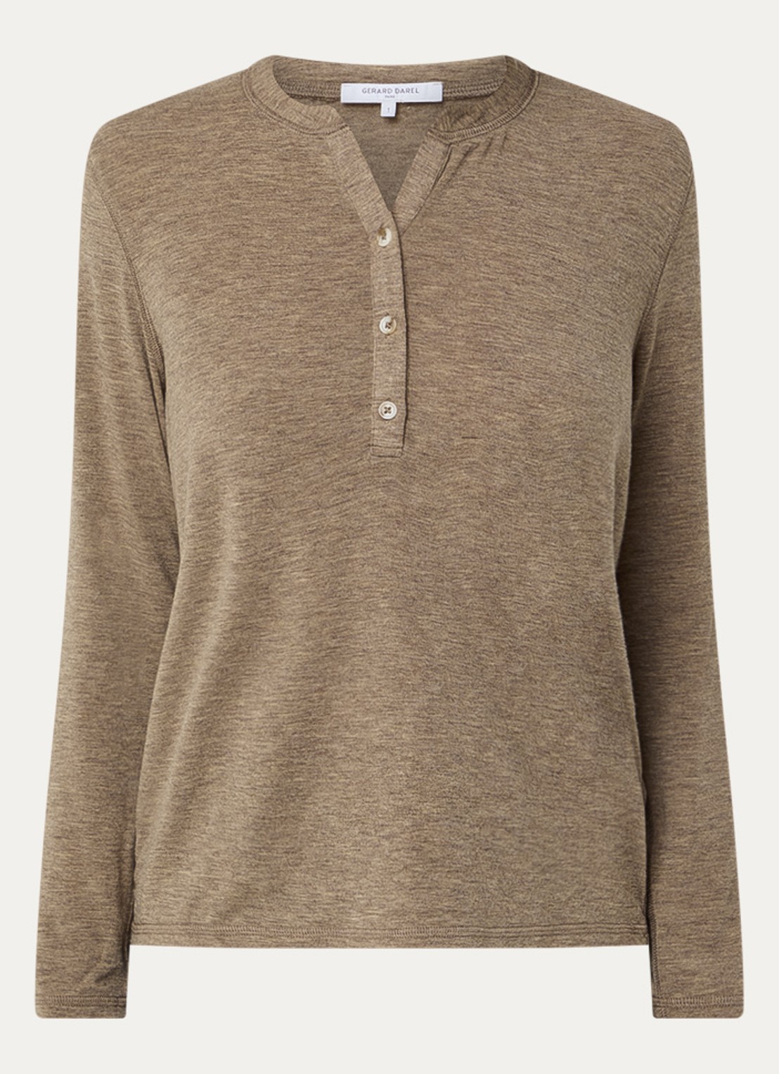 Gerard Darel Hugue longsleeve met gemêleerd dessin - voorkant 3 lichtbruin