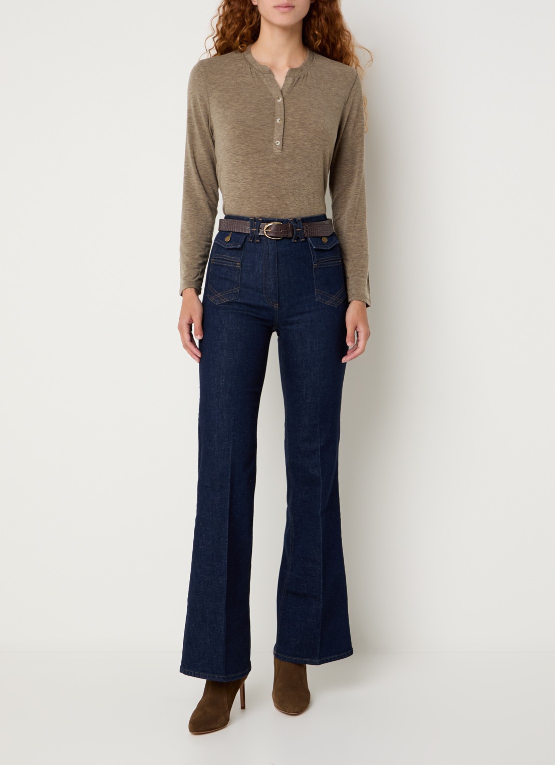 Gerard Darel Hugue longsleeve met gemêleerd dessin - voorkant 4 lichtbruin