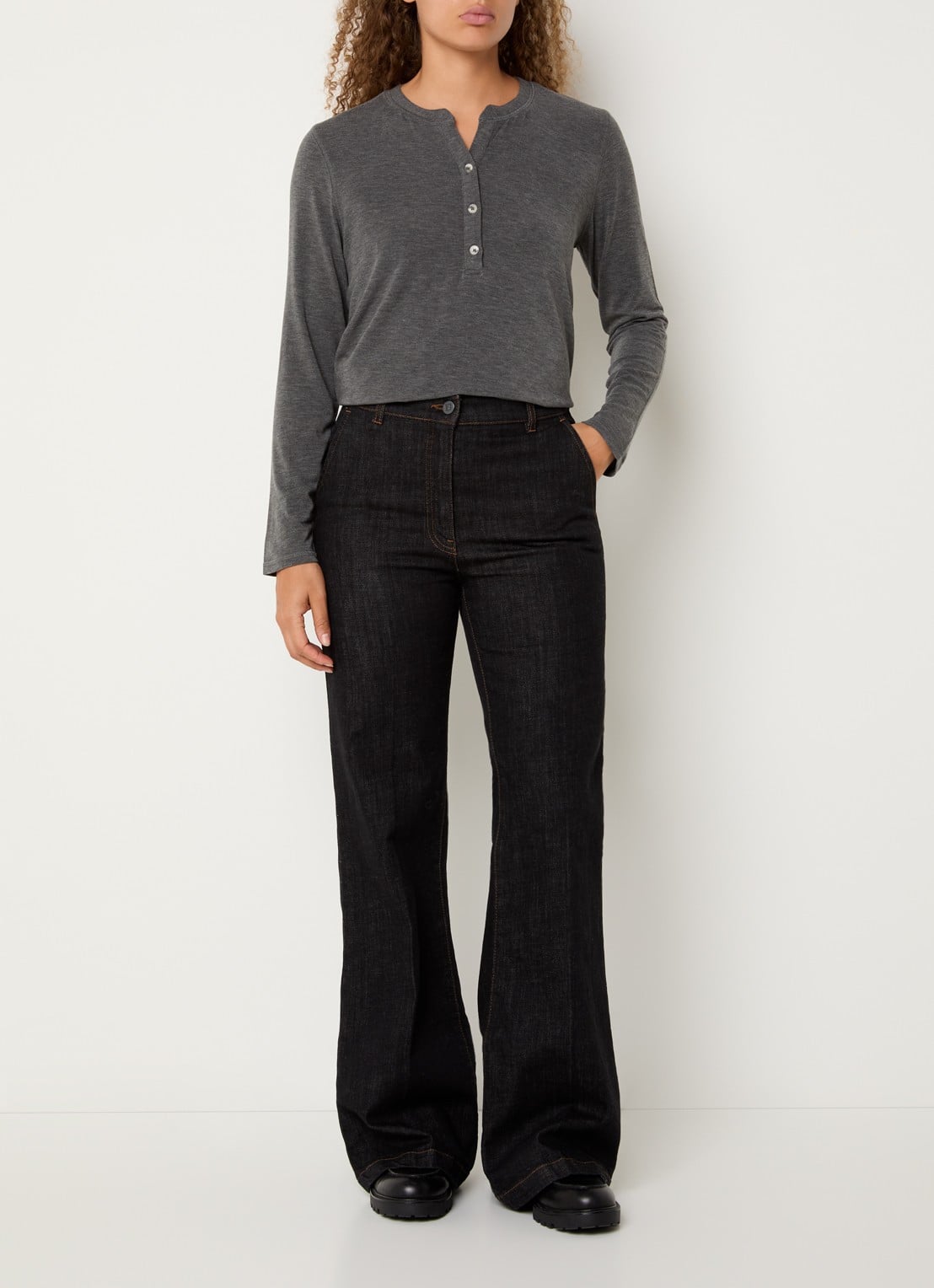 Gerard Darel Hugue longsleeve met gemêleerd dessin - voorkant 3 grijs