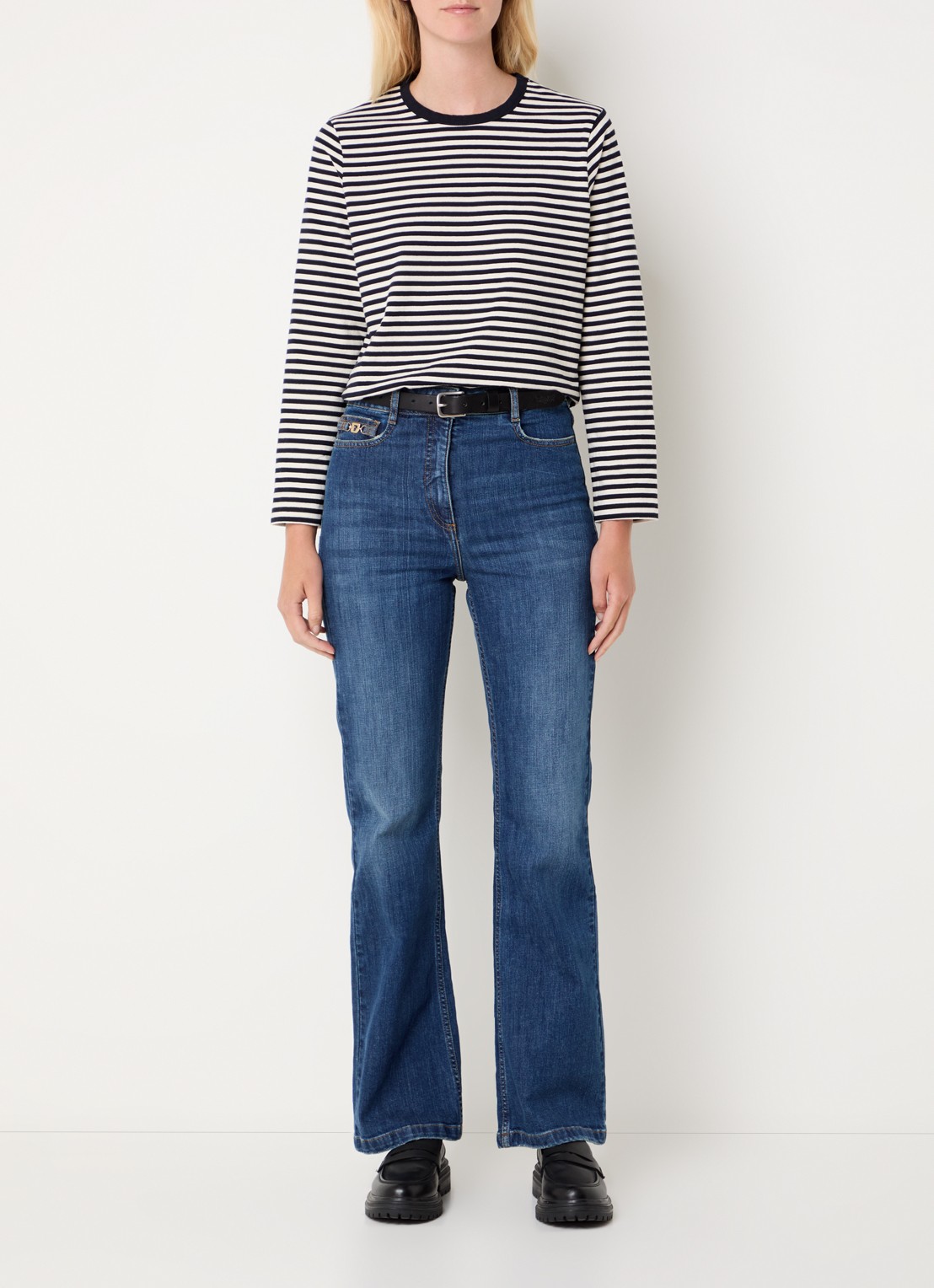 Gerard Darel Hulia longsleeve met streepprint - voorkant 3 creme