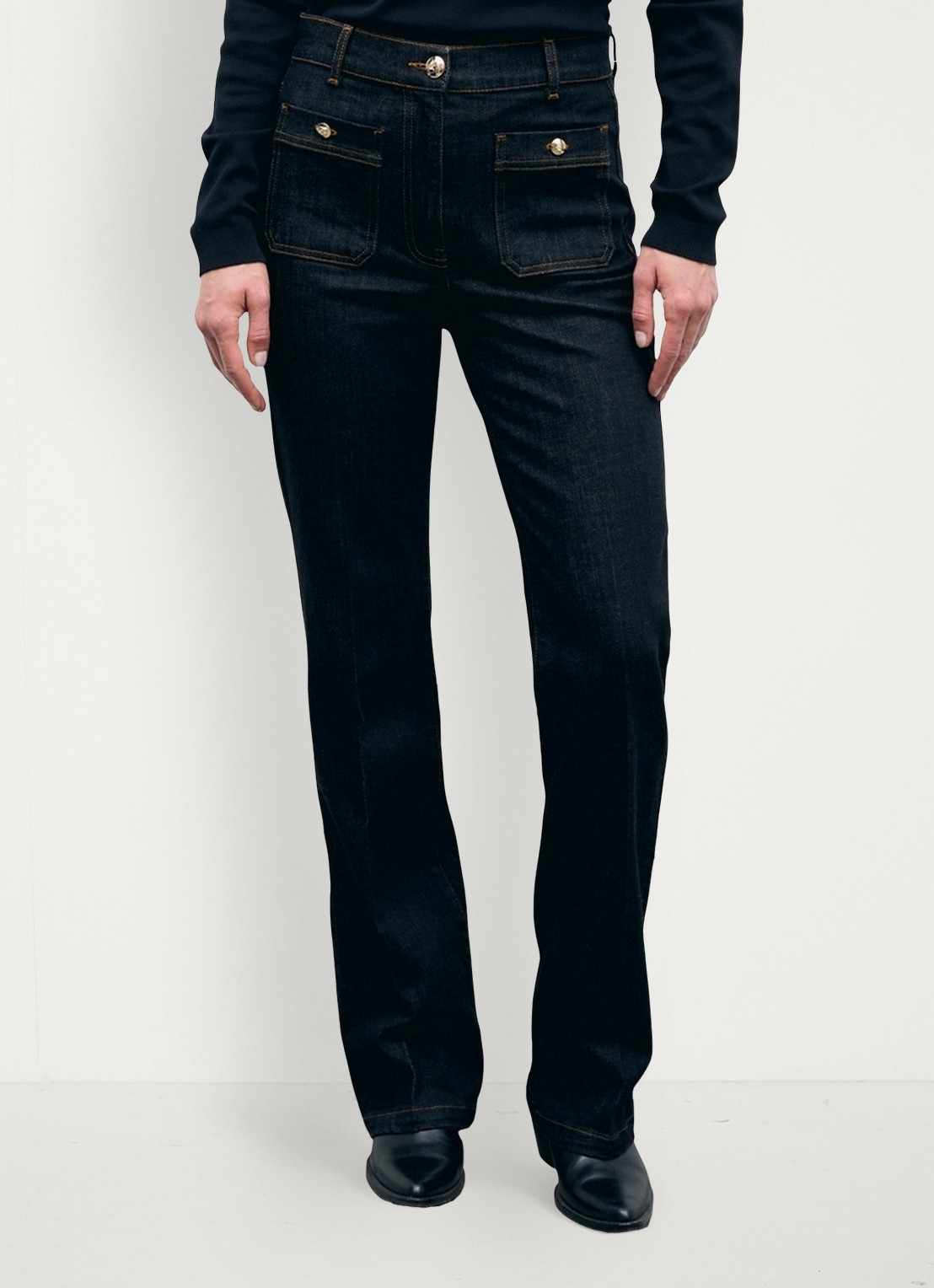 Gerard Darel Ivana high waist straight leg met donkere wassing - detail 4 zwart