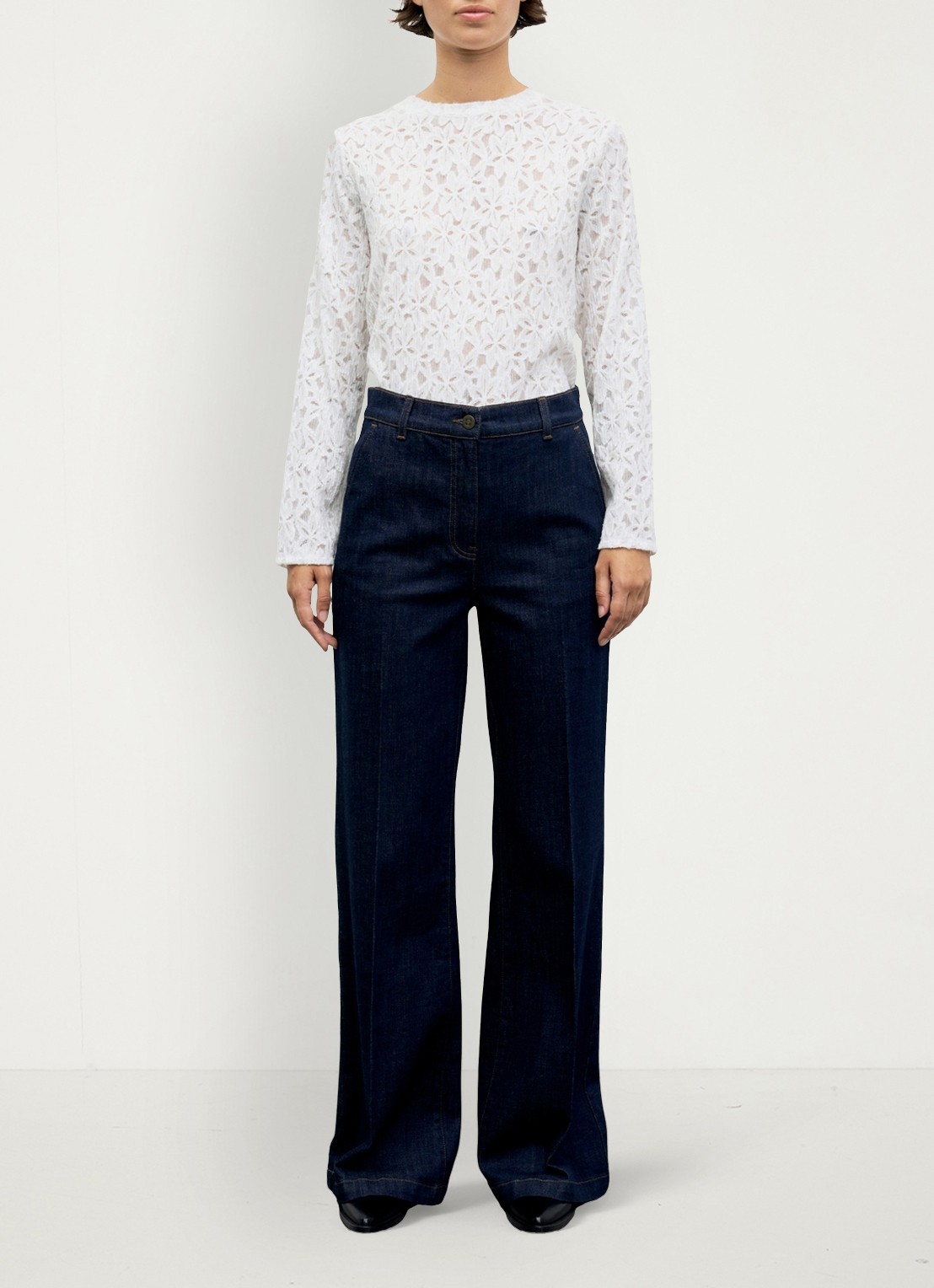 Gerard Darel Ivy high waist straight leg jeans - voorkant 5 donkerblauw