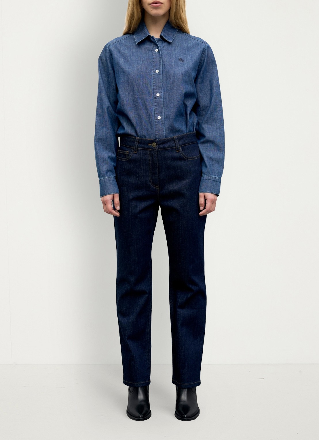 Gerard Darel Iza straight-leg jeans met donkere wassing - voorkant 6 donkerblauw