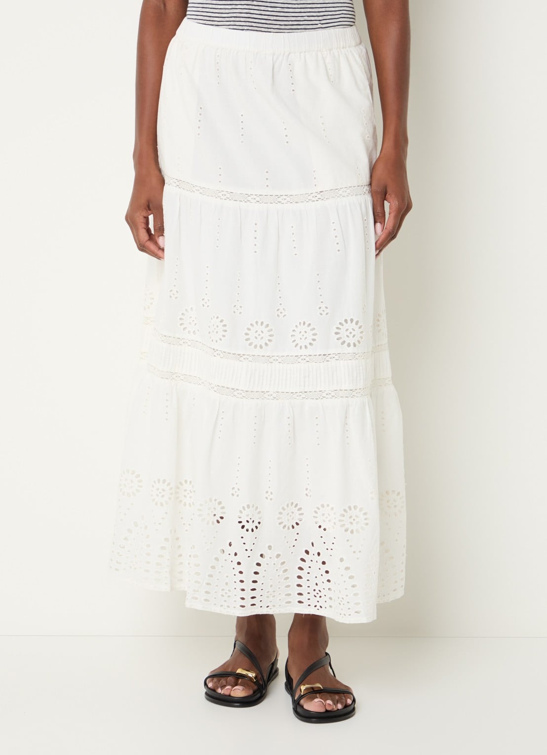 Gerard Darel Jaly midi rok met broderie - detail 2 gebroken wit