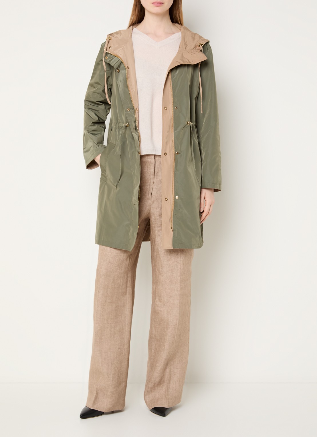 Gerard Darel Jannis reversible softshell jack met capuchon en steekzakken - voorkant 2 zand