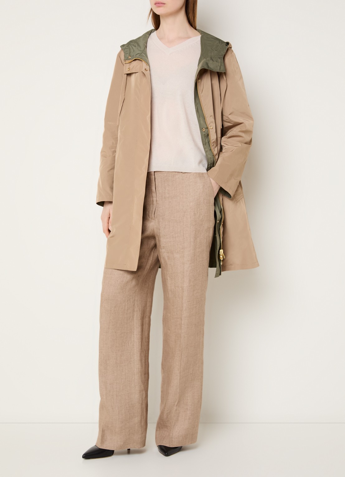 Gerard Darel Jannis reversible softshell jack met capuchon en steekzakken - voorkant 3 zand