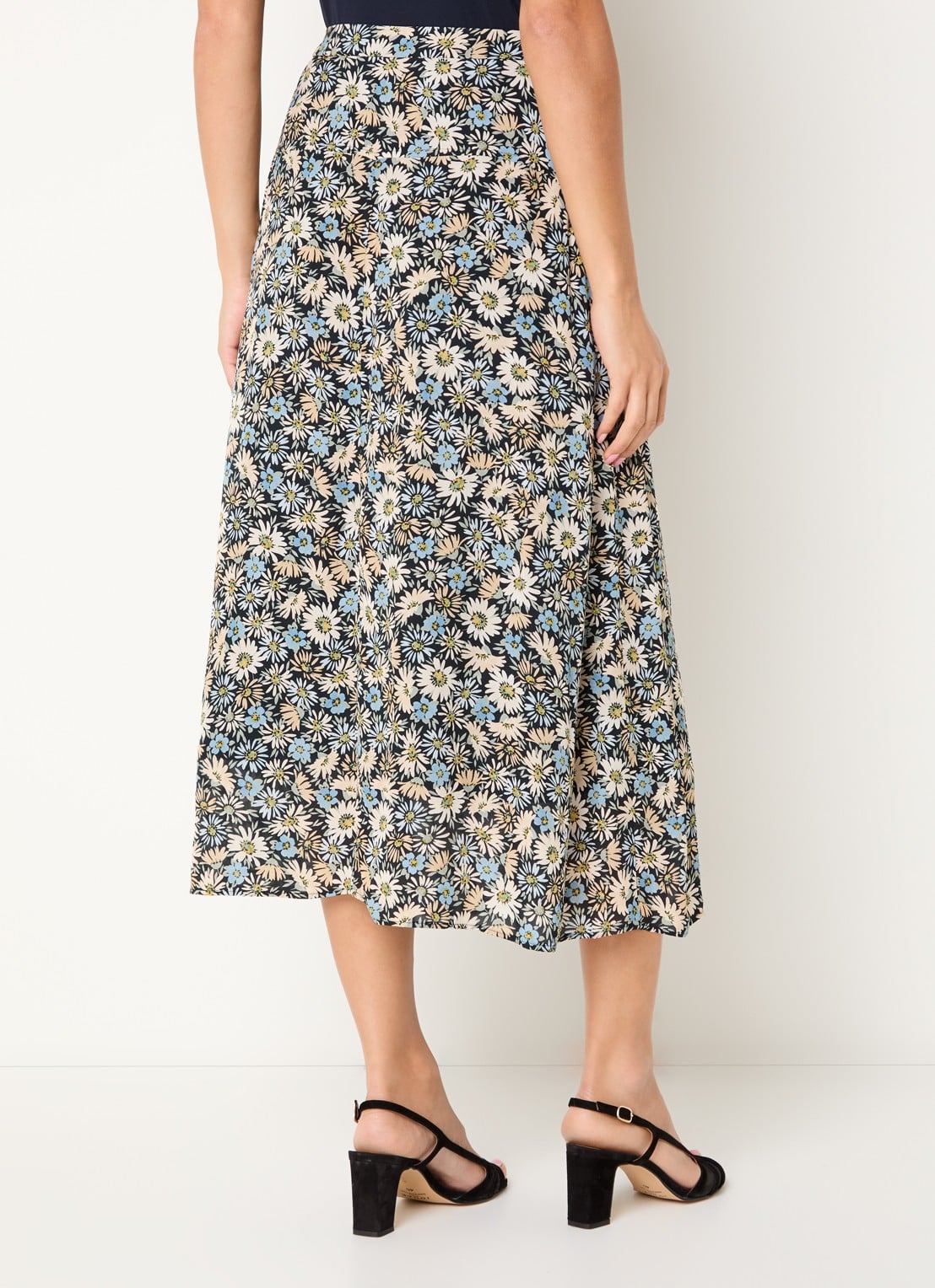 Gerard Darel Jelina midi rok met bloemenprint - achterkant 4 zwart