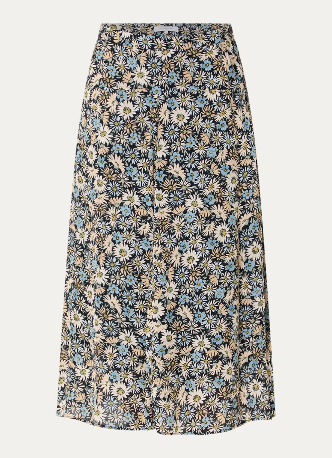 Gerard Darel Jelina midi rok met bloemenprint - voorkant 2 zwart