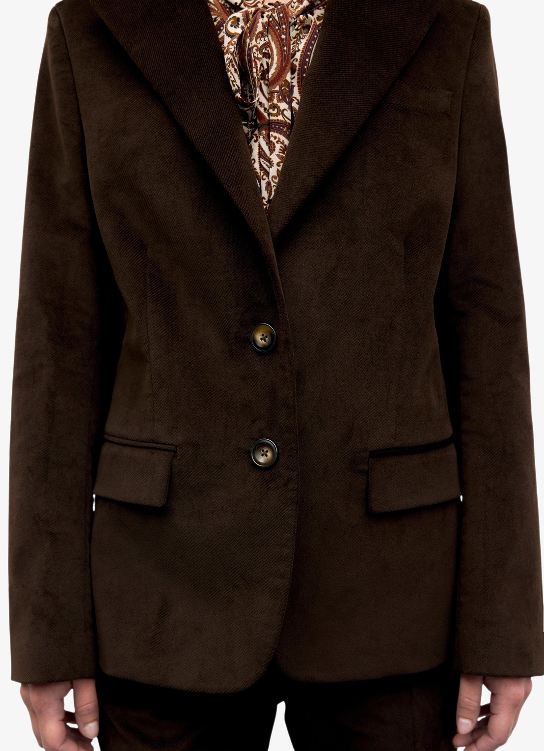 Gerard Darel Jem blazer van fluweel met klepzakken - detail 2 donkerbruin